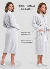 Plush Cotton Adult Bathrobe 100% Cotton Thick & Absorbent - White