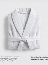 Plush Cotton Adult Bathrobe 100% Cotton Thick & Absorbent - White