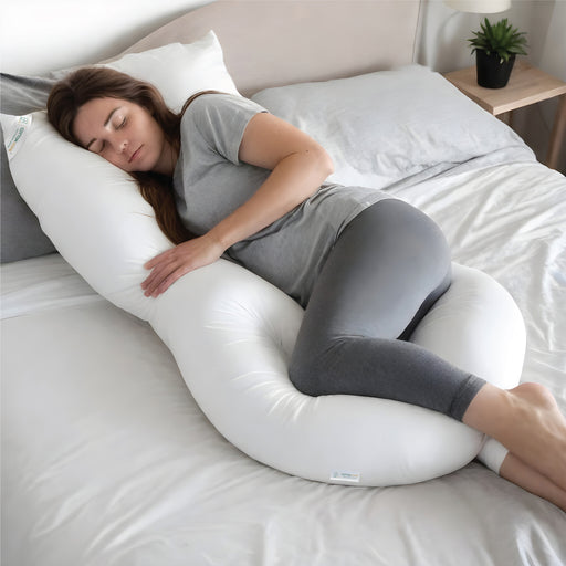 Four Seasons Pregnancy Pillow J Shaped Full Body Materniy Pillow 80x130cm White - Cotton Home