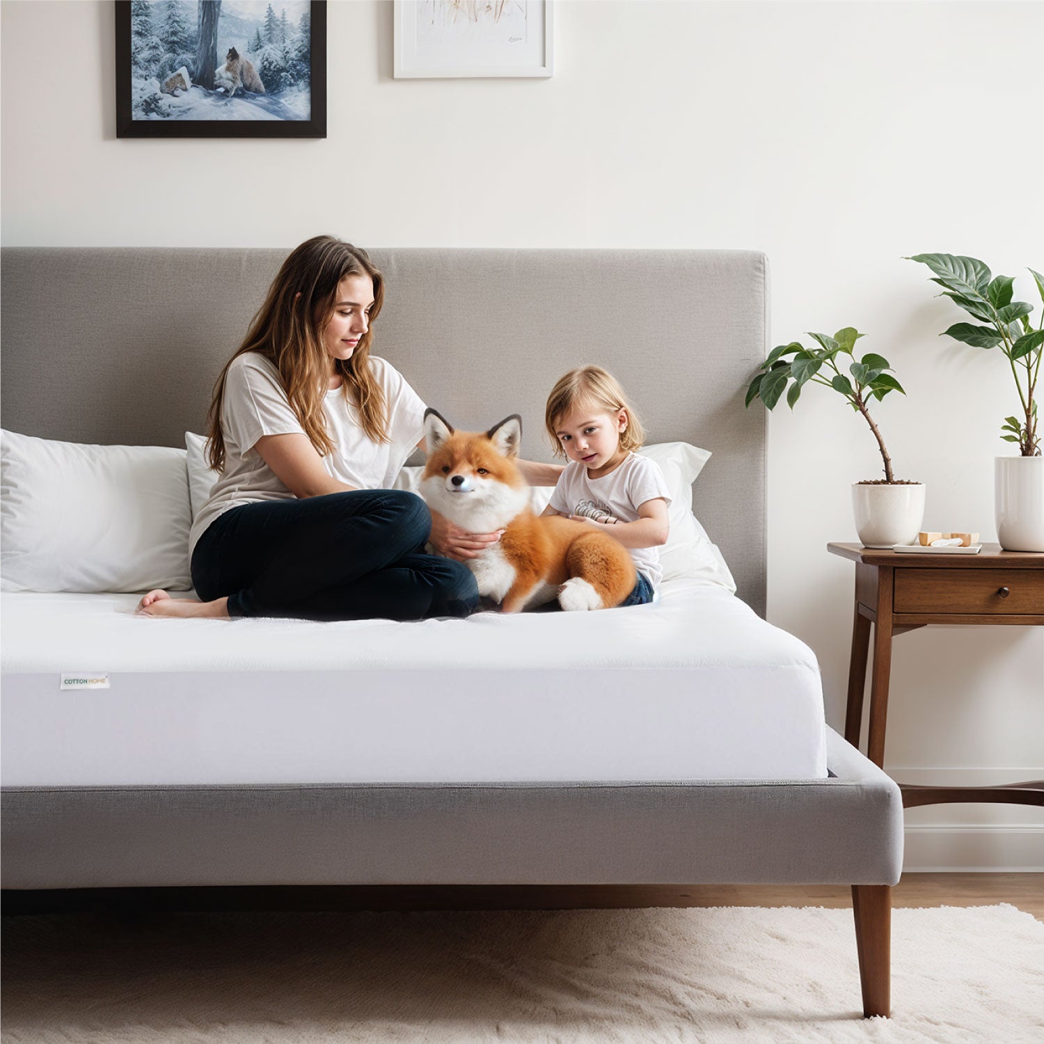 PU Laminated Waterproof Mattress Protector 120x200+35cm with Deep Pocket