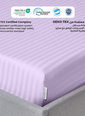 Stripe Fitted Sheet Set Double 120x200+25cm with Pillowcases Light Purple
