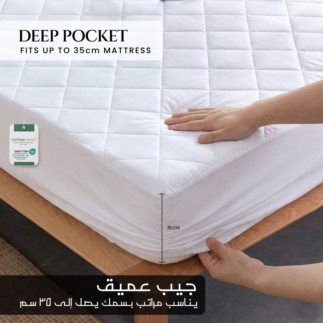 Quilted Thickened Waterproof Double Mattress Protector - 140x200+35cm