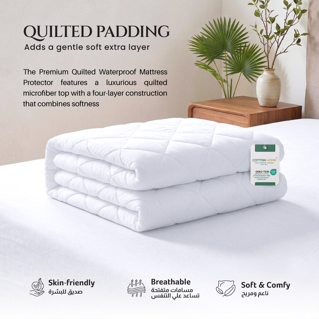 Quilted Thickened Waterproof Double Mattress Protector - 140x200+35cm