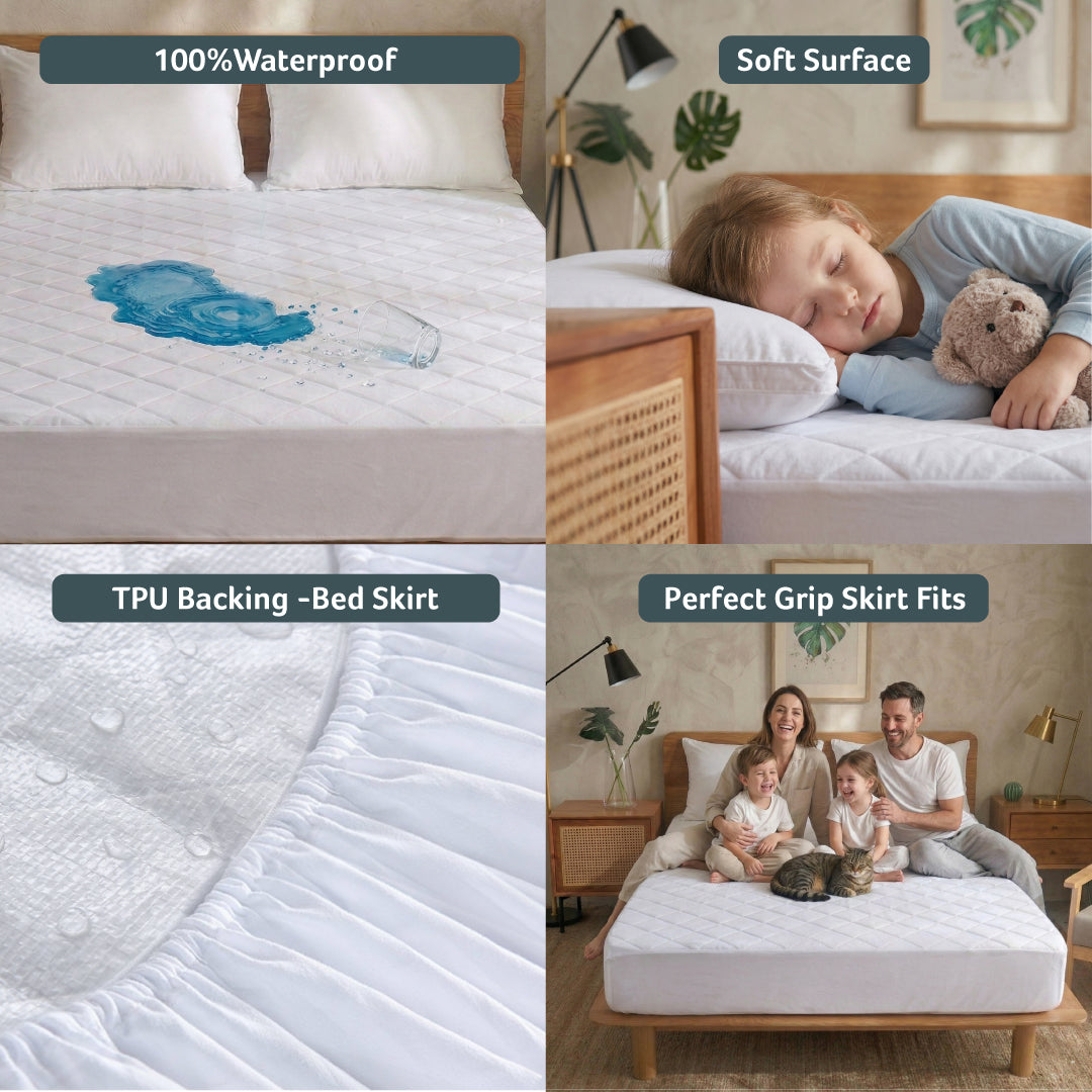 Quilted Thickened Waterproof Single Mattress Protector - 90x190+30cm