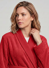 Plush Cotton Adult Bathrobe 100% Cotton Thick & Absorbent - Red