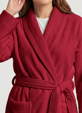 Plush Cotton Adult Bathrobe 100% Cotton Thick & Absorbent - Red