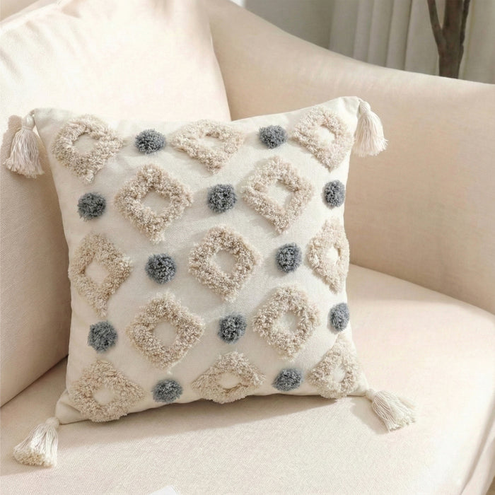 Boho Handcrafted Throw Pillow 45x45cm Filled Cushion with Rigs Design Pack of 2