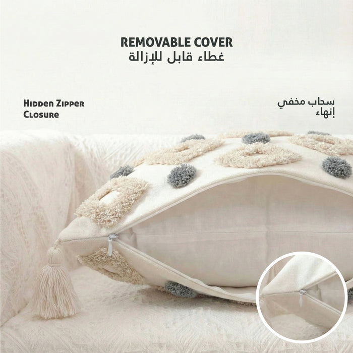 Boho Handcrafted Throw Pillow 45x45cm Filled Cushion with Rigs Design Pack of 2