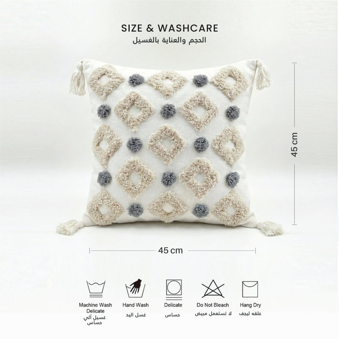 Boho Handcrafted Throw Pillow 45x45cm Filled Cushion with Rigs Design Pack of 2