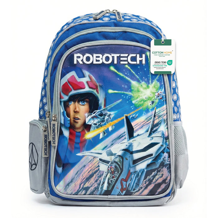 Robot Tech Blue Printed School Backpack for Kids – Lightweight Cartoon Character Bookbag with Large Storage Space for Boys & Girls