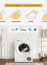 Elegant Square Design Blanket Single Size 150x220 Brown - Cotton Home