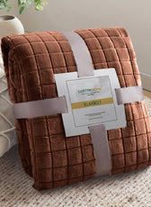 Elegant Square Design Blanket Single 150x220 Size Silver - Cotton Home