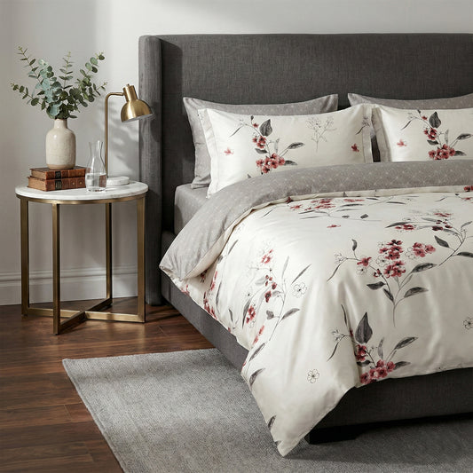 6 Pieces Duvet Cover Set –  220x240cm – Elegant Cream Floral Bedding