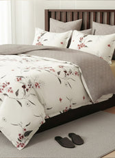 6 Pieces Duvet Cover Set –  220x240cm – Elegant Cream Floral Bedding