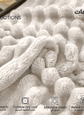 Plush Stripe Blanket Queen Size 220x240 Ivory - Cotton Home