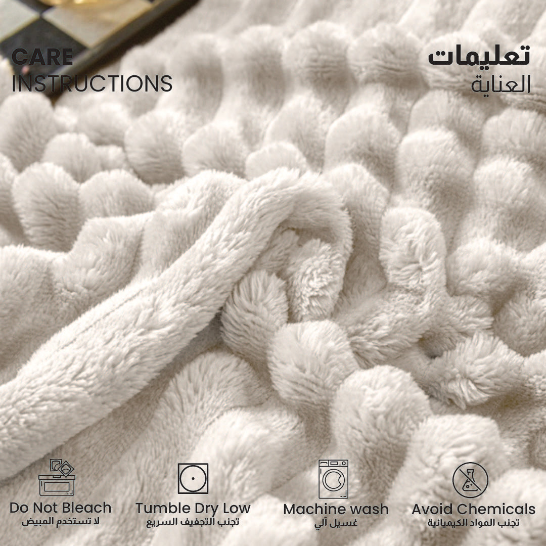 Plush Stripe Blanket Queen Size 220x240 Ivory - Cotton Home