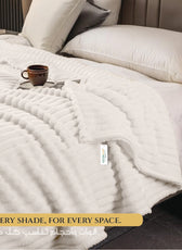 Plush Stripe Blanket Queen Size 220x240 Ivory - Cotton Home