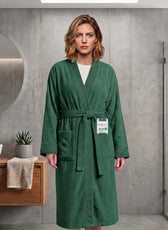 Plush Cotton Adult Bathrobe 100% Cotton Thick & Absorbent - Green