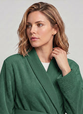 Plush Cotton Adult Bathrobe 100% Cotton Thick & Absorbent - Green