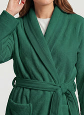 Plush Cotton Adult Bathrobe 100% Cotton Thick & Absorbent - Green