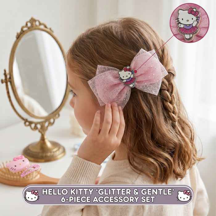 Hello Kitty Printed School Backpack and Hair Accessories Bundle 19