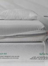 Stripe Fitted Sheet Set Single 90x200+20cm with Pillowcase Grey