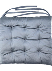 Velvet Slip Free Tufted  Chair Cushion Silver 40x40cm - Pack of 4 - Cotton Home