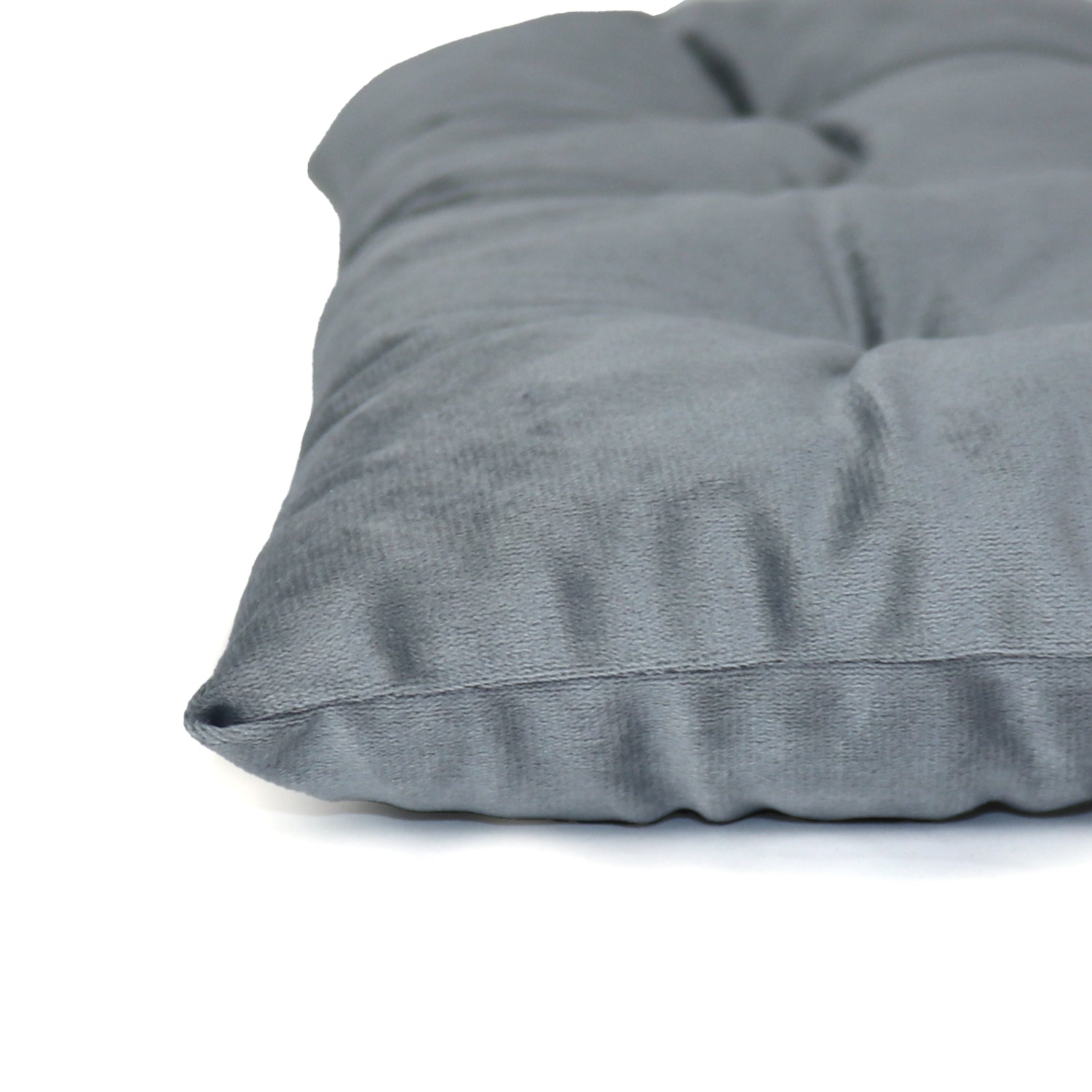 Velvet Slip Free Tufted  Chair Cushion Silver 40x40cm - Pack of 2 - Cotton Home