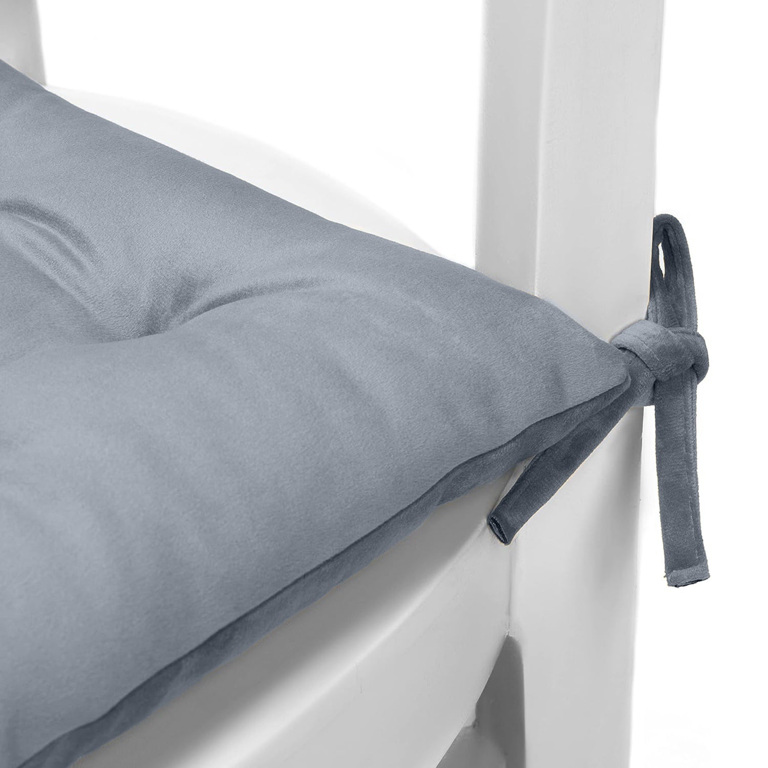 Velvet Slip Free Tufted  Chair Cushion Silver 40x40cm - Pack of 4 - Cotton Home