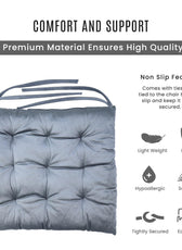 Velvet Slip Free Tufted  Chair Cushion Silver 40x40cm - Pack of 4 - Cotton Home