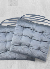 Velvet Slip Free Tufted  Chair Cushion Silver 40x40cm - Pack of 2 - Cotton Home