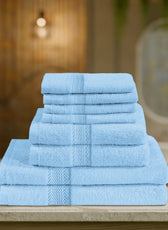 Cotton Home Ultimate Towel Collection - 8 Piece Bundle Sky Blue - Cotton Home
