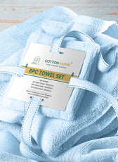 Cotton Home Ultimate Towel Collection - 8 Piece Bundle Sky Blue - Cotton Home