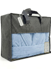 Luxury 7PC Egyptian Cotton Bath Bundle Set Sky Blue – Bathrobe, Towels, Slippers