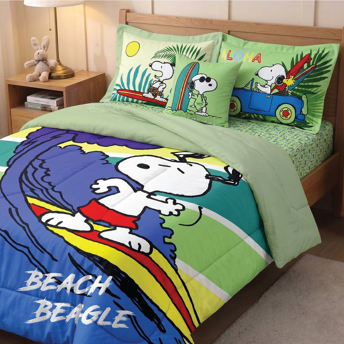 Snoopy Official Kids Bedding Set – 5 Piece Comforter Set Cozy & Colorful Cartoon Character with Matching Pillowcases & Bedsheet