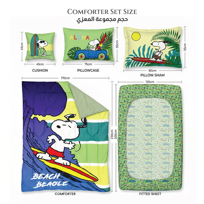 Snoopy Official Kids Bedding Set – 5 Piece Comforter Set Cozy & Colorful Cartoon Character with Matching Pillowcases & Bedsheet