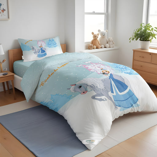 Kids Duvet Cover Set 3 Pcs - Snow Princes Print | 135x220cm | Microfiber | Cotton Home - Cotton Home