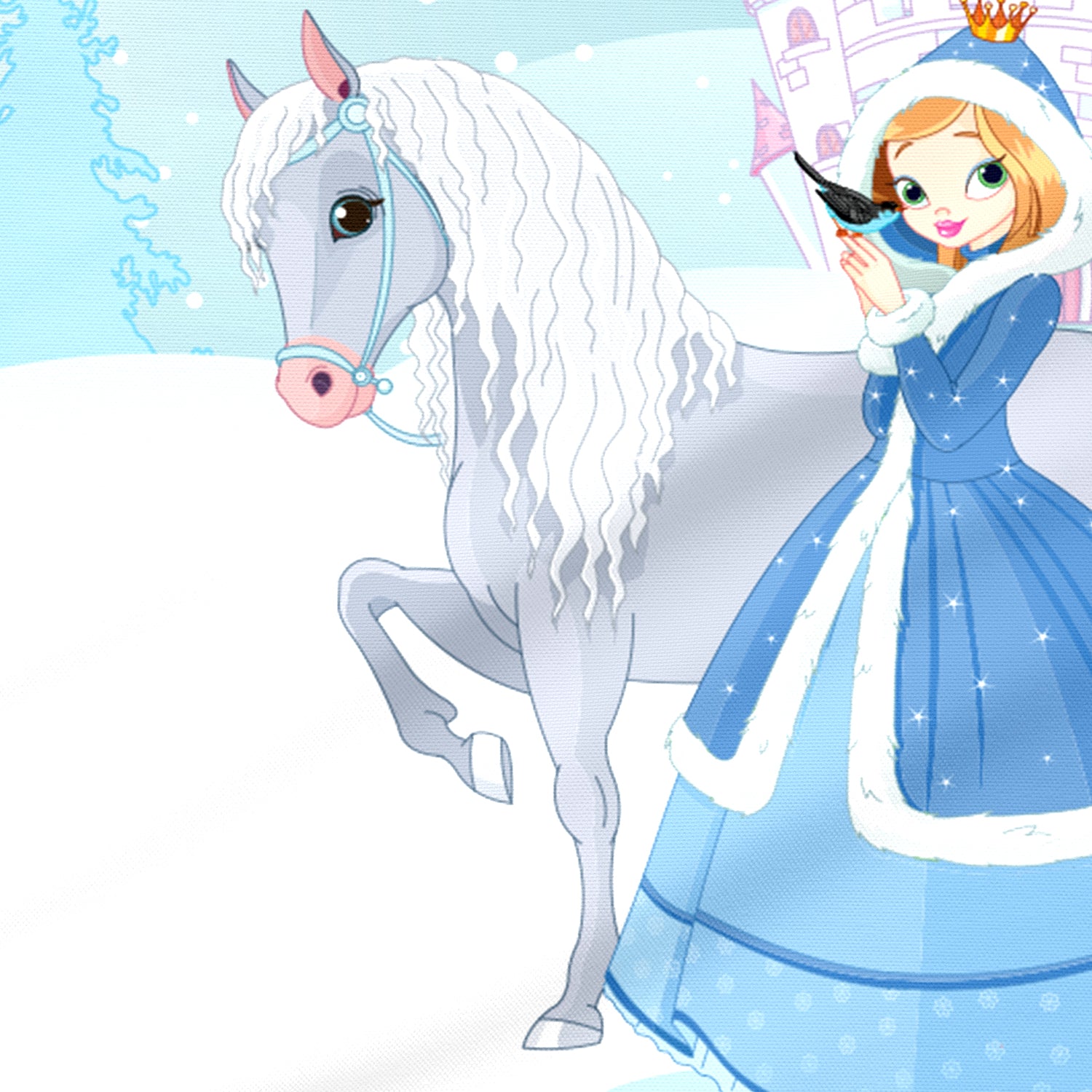 Kids Duvet Cover Set 3 Pcs - Snow Princes Print | 135x220cm | Microfiber | Cotton Home - Cotton Home