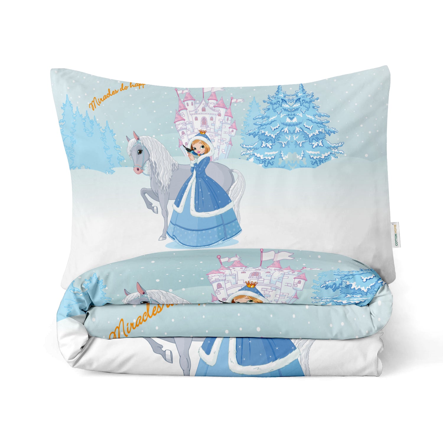 Kids Duvet Cover Set 3 Pcs - Snow Princes Print | 135x220cm | Microfiber | Cotton Home - Cotton Home