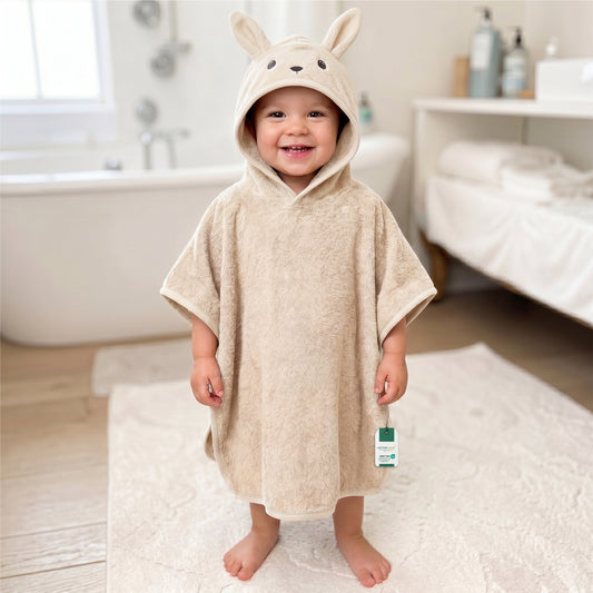 Rabbit Hooded Kids Bathrobe 100% Cotton Toddler Bathrobe for 0-3 Years