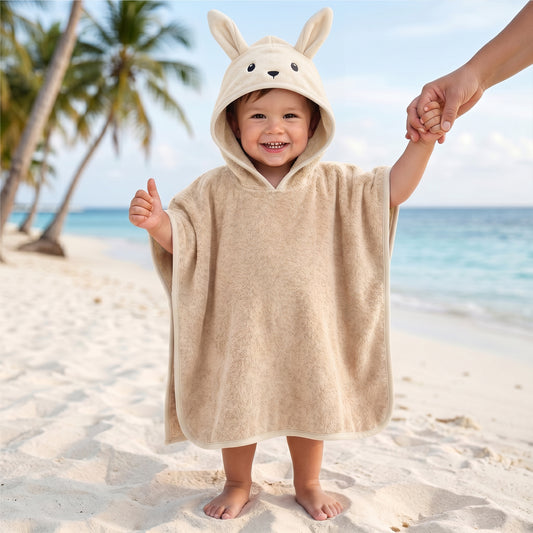 Snuggle Hooded Rabbit Kids Bathrobe 100% Cotton Toddler Bathrobe for 0-3 Years