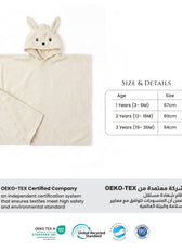 Snuggle Hooded Rabbit Kids Bathrobe 100% Cotton Toddler Bathrobe for 0-3 Years