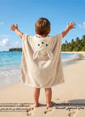 Snuggle Hooded Rabbit Kids Bathrobe 100% Cotton Toddler Bathrobe for 0-3 Years