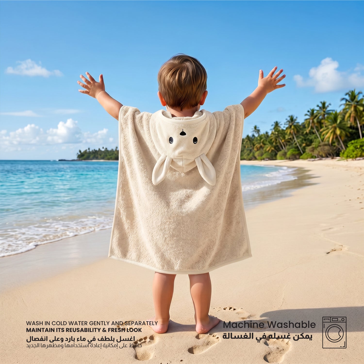 Snuggle Hooded Rabbit Kids Bathrobe 100% Cotton Toddler Bathrobe for 0-3 Years
