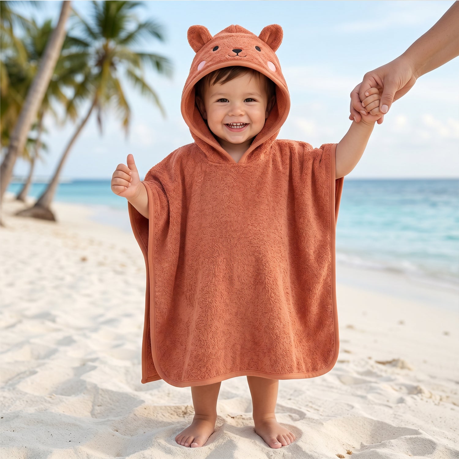 Snuggle Hooded Fox Kids Bathrobe 100% Cotton Toddler Bathrobe for 0-3 Years