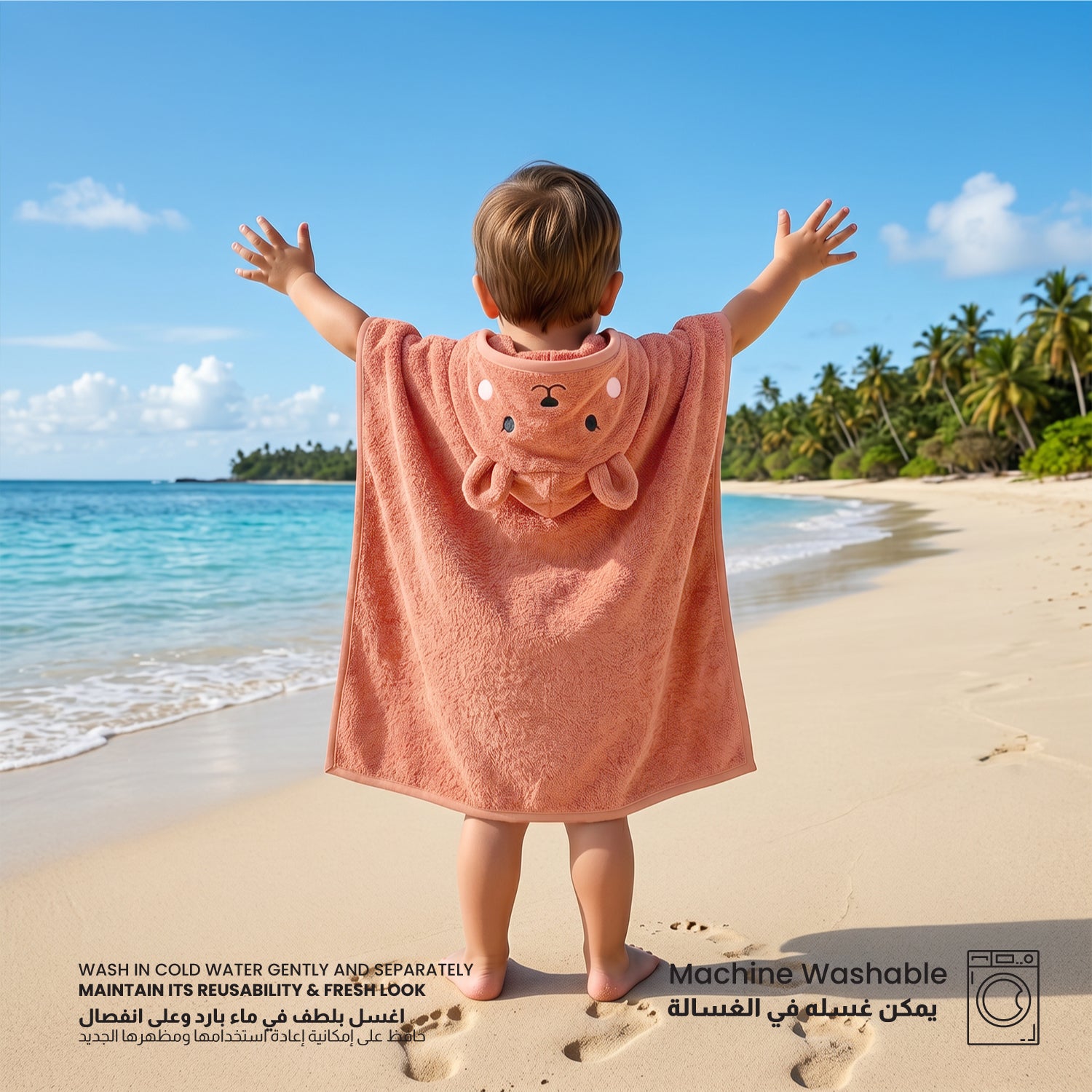 Snuggle Hooded Fox Kids Bathrobe 100% Cotton Toddler Bathrobe for 0-3 Years