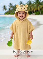 Snuggle Hooded Tiger Kids Bathrobe 100% Cotton Toddler Bathrobe for 0-3 Years