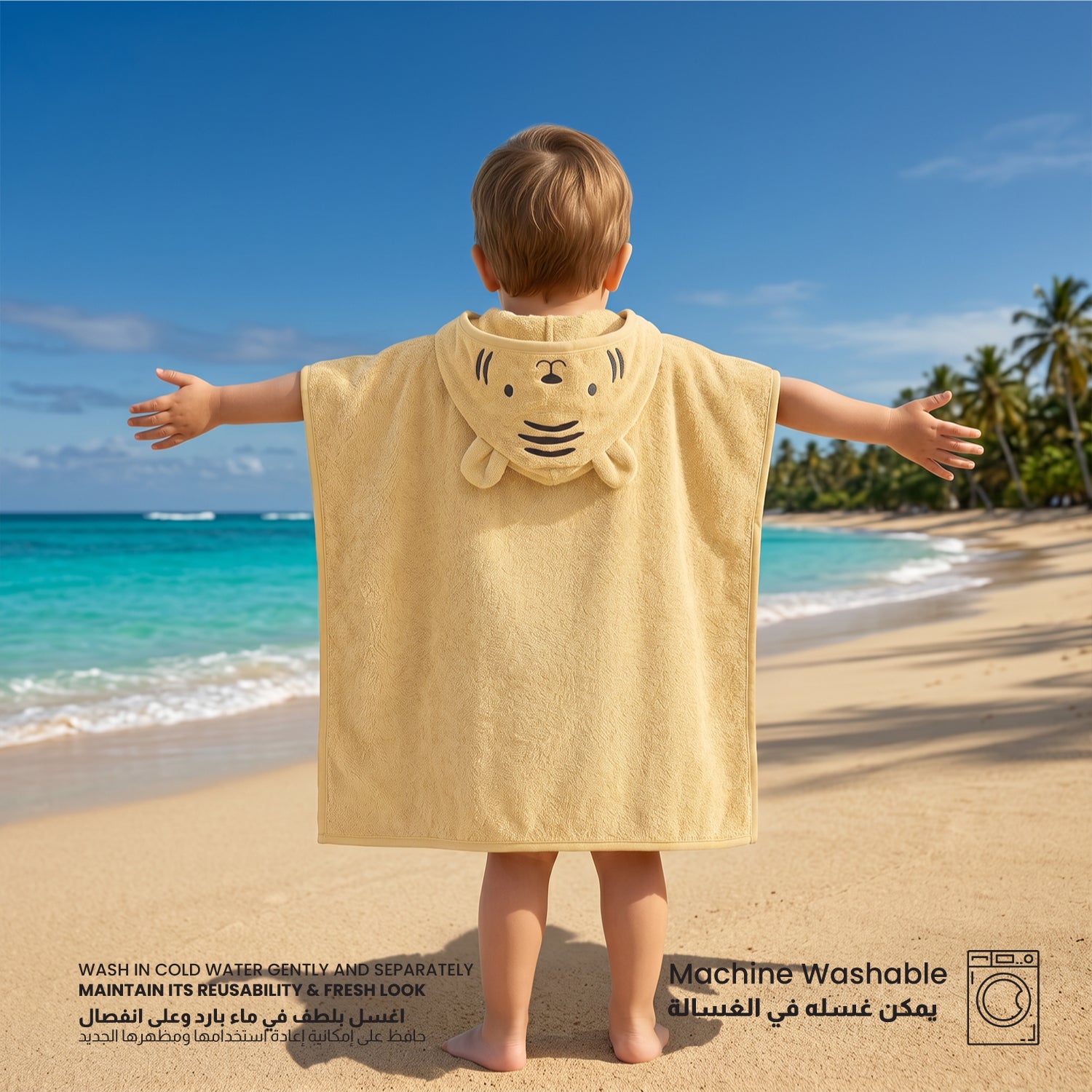 Snuggle Hooded Tiger Kids Bathrobe 100% Cotton Toddler Bathrobe for 0-3 Years