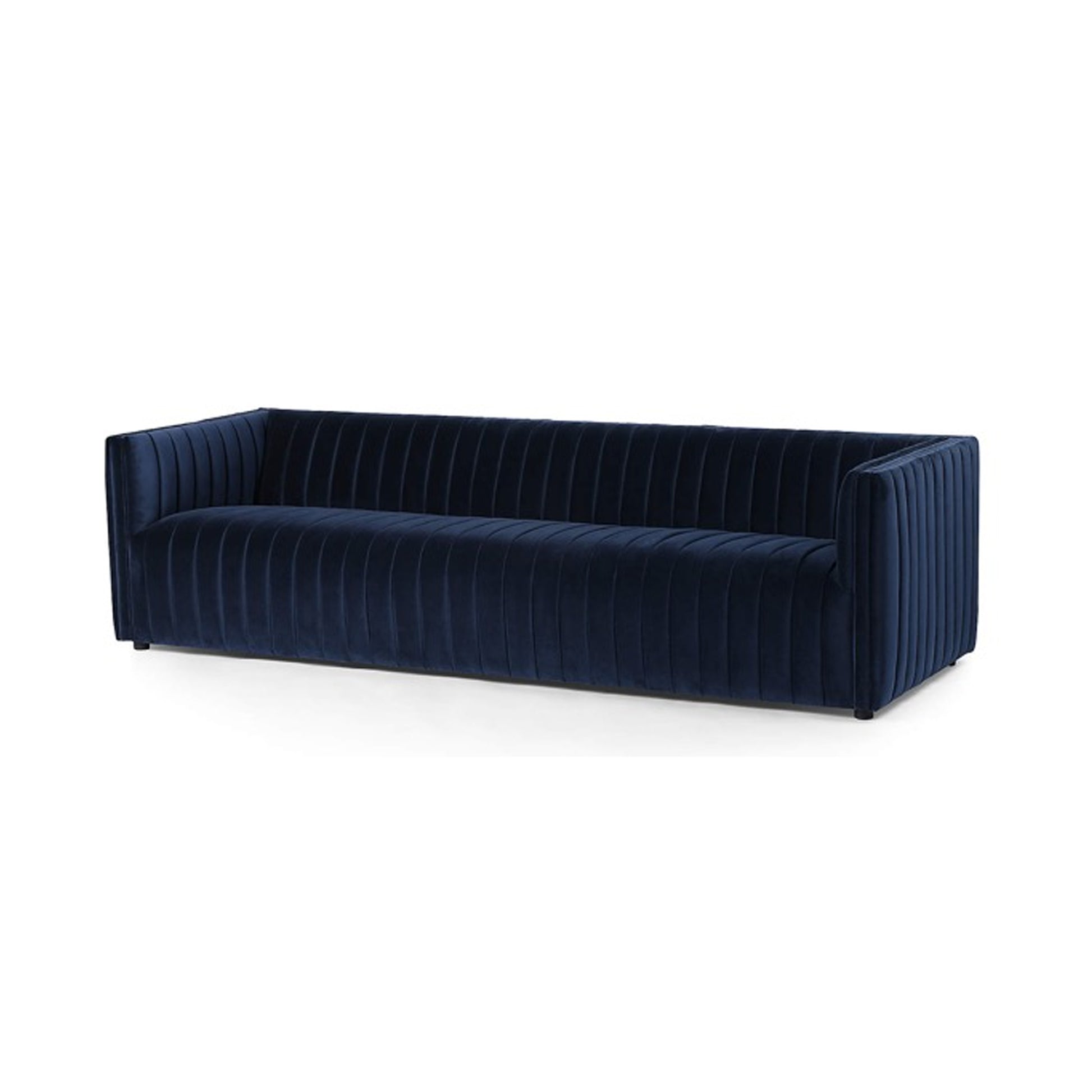 Chanel 3 Seater Navy Blue Velvet Tufted Sofa - Cotton Home
