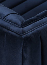 Chanel 3 Seater Navy Blue Velvet Tufted Sofa - Cotton Home